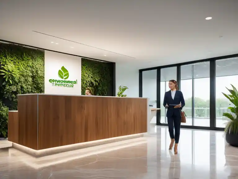 An environmental consultant in the consultant's foyer.