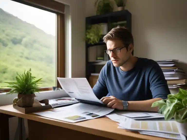 An environmental consultant studies a report.