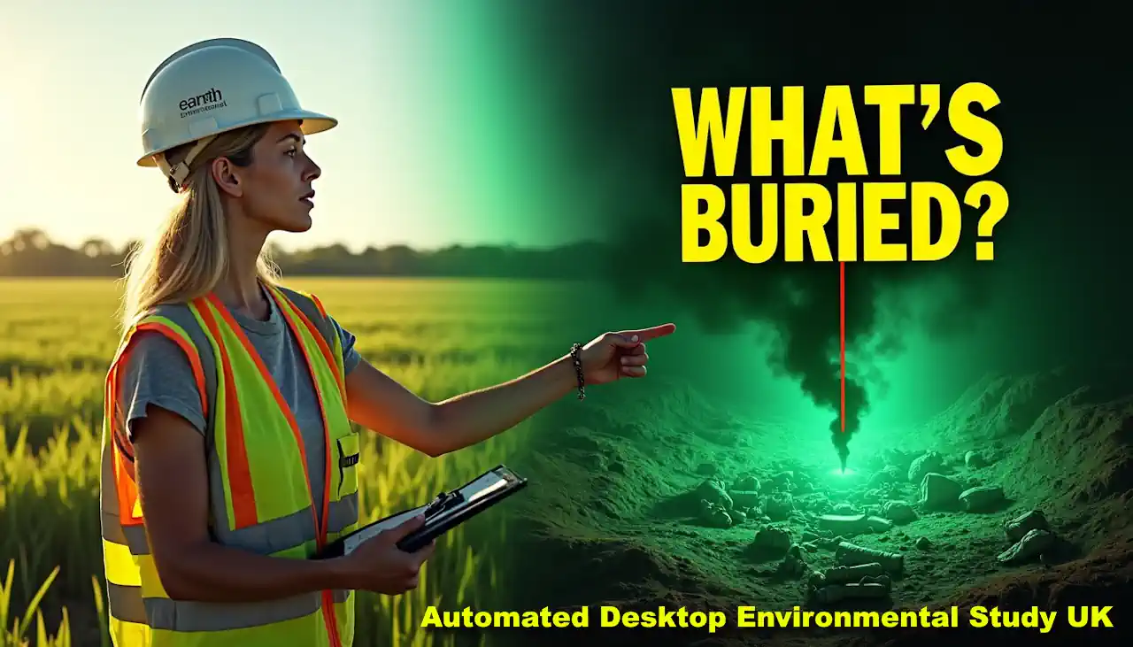 Graphic illustrates buried contamination as part of Automated Desktop Environmental Study UK